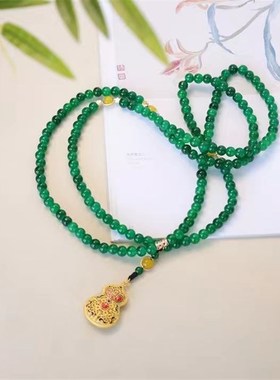 民族风斜挎珠链新中式日常穿搭配饰国风背背链P文玩饰品马面裙璎