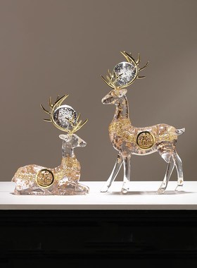 轻奢高档创意招财鹿摆件玄关x客厅酒柜电视柜办公室开业送礼装饰