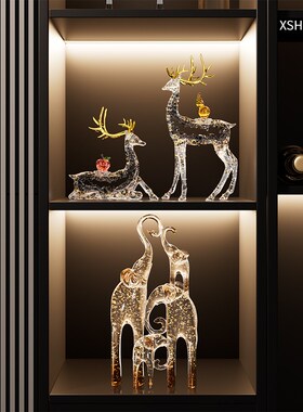 鹿摆件一对轻奢高档客厅s招财玄关电视柜酒柜装饰搬家乔迁新居礼
