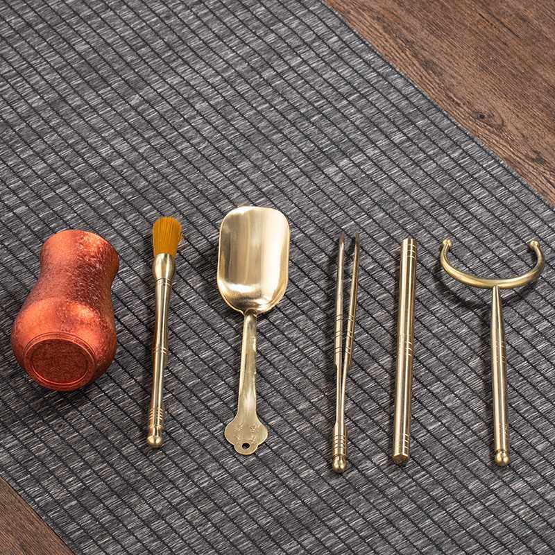 铜制六君子大漆工艺创意纯铜茶勺茶夹茶刀功夫茶具配件大全,淘宝优惠券,粉丝福利购,淘宝优惠卷