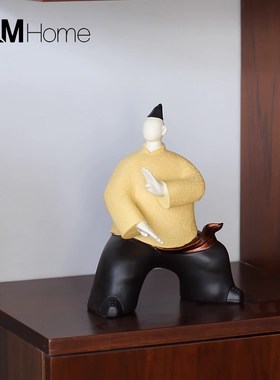 新中式创意抽象人物太极宗师客厅玄关柜酒柜老板办公室装饰品摆件