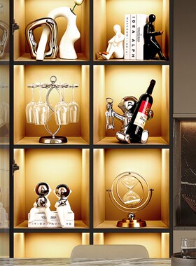 轻奢风创意客厅边柜摆件家居饰品现代简约酒柜玻璃杯红酒架电视柜