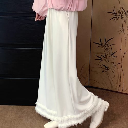 瑶西【京遥】冬季新款宽松加绒保暖花边国风新中式裤子 - 图2