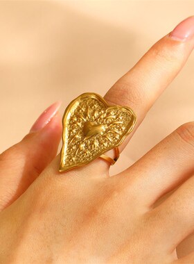 时尚覆古光泽s钛钢不褪色的女孩戒指