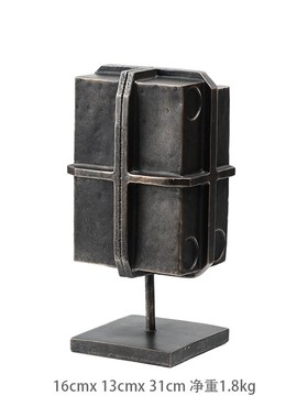 中古侘寂抽象艺j术雕塑铸造铁树脂摆件样板间售楼处酒柜书架装饰