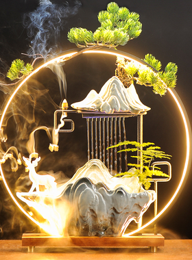 中式禅意循环流水喷泉招财摆x件客厅办公室桌面雾化加湿器开业礼