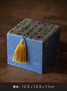 创意简约茶宠摆件小玩意礼盒空盒包装盒亚麻布礼盒Y玉器盒礼品盒