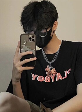 冷淡风双层十字架项链男生小众设计高级感嘻哈钛钢吊坠高街毛衣链