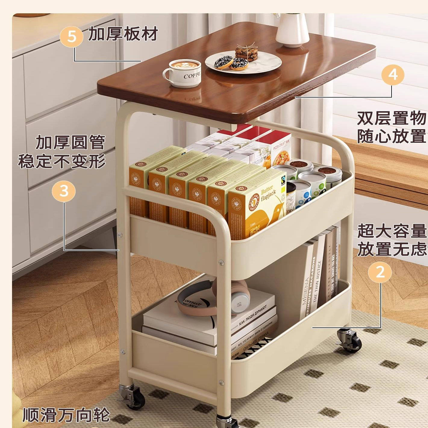 可移动茶几小推车沙发边几床边置物架高茶几桌子客厅零食床头柜子,淘宝优惠券,粉丝福利购,淘宝优惠卷