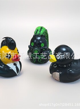 跨境杜基维尔鸭子树脂创意工艺摆件树脂生化鸭桌面摆件