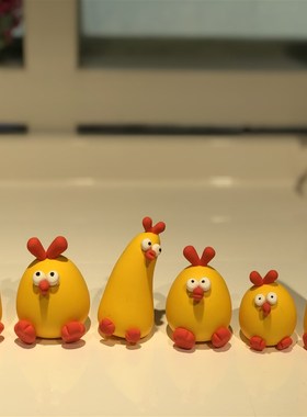 小黄鸡摆件可爱车o载汽车用品装饰公仔玩偶萌萌树脂纯手工
