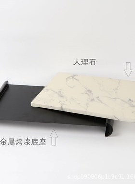 简约现代金属底大理石创意托盘样板房软装M家居茶几桌面装饰品摆