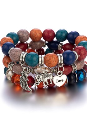 傣族云南民d族手链男女闺蜜情侣手饰配饰西双版纳旅游多层叠戴珠