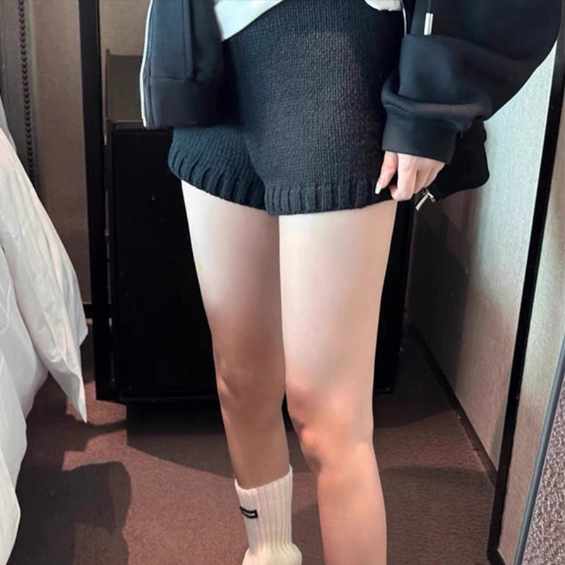 2025女装灰色冬季针织辣妹打底短裤秋季显瘦高腰修身百搭休闲裤子,淘宝优惠券,粉丝福利购,淘宝优惠卷