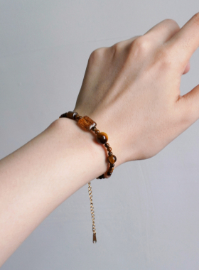 天然虎眼石民族风复古琉璃手链女