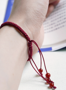 925纯银红玛瑙本命年手绳可调节