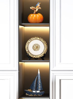 新中式书房办公室茶室酒柜装饰品摆件L家居客厅高端大气摆设