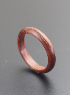 红木檀木戒指乌木尾戒木黑u绿紫檀木细圆男女学生情侣款对戒忠之