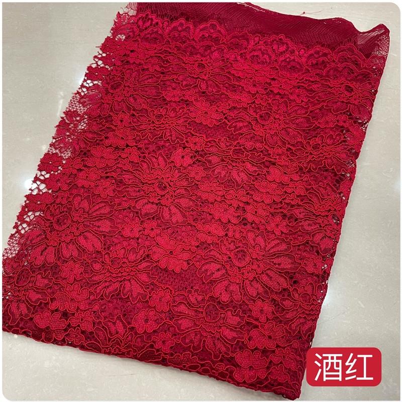 春夏弹力镂空龙骨蕾丝花边布料衬衫短袖连衣裙旗袍半身裙服装面料 - 图0