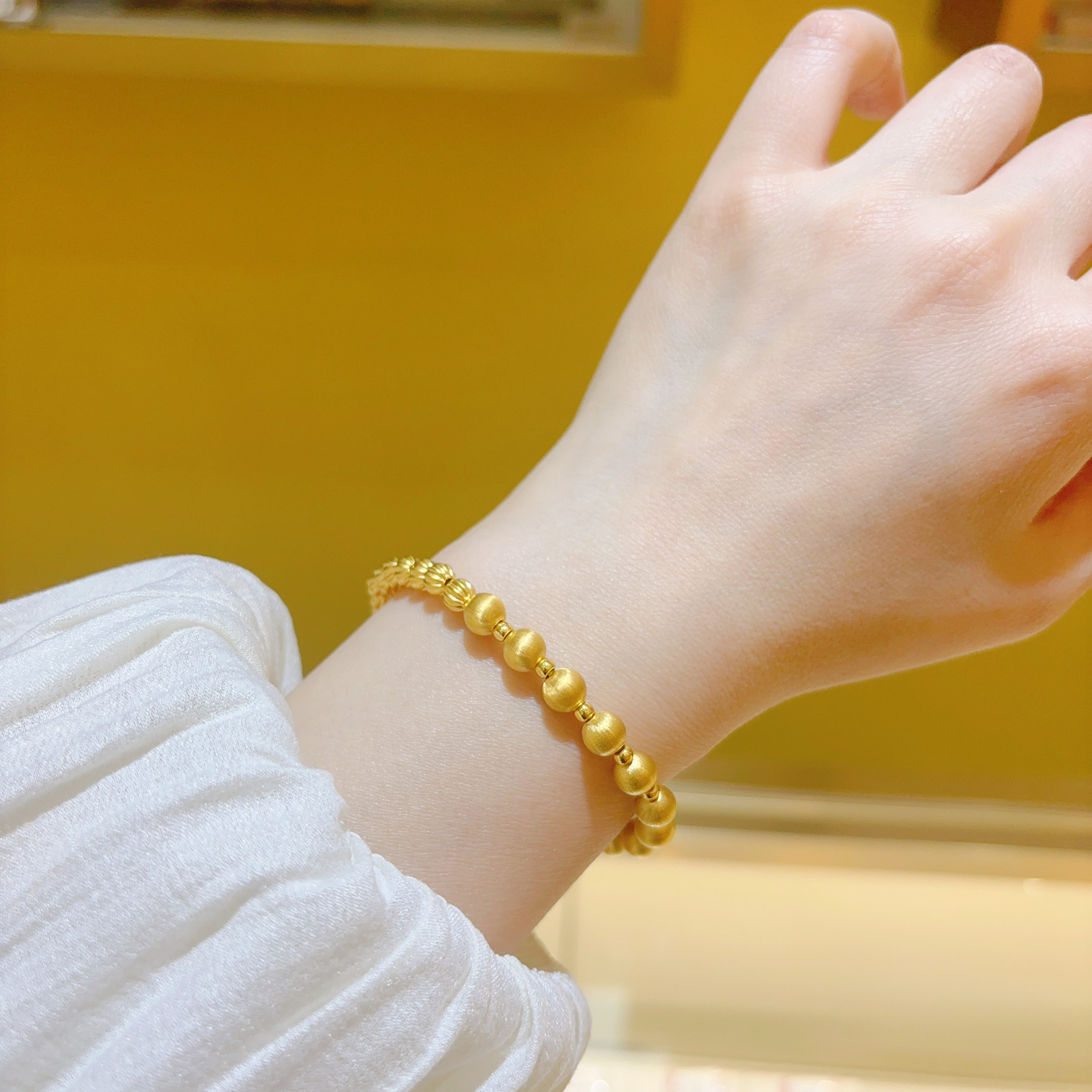 希曼汀黄金南瓜珠手链足金999猫眼拉丝转运珠手串手链礼物送女友,淘宝优惠券,粉丝福利购,淘宝优惠卷