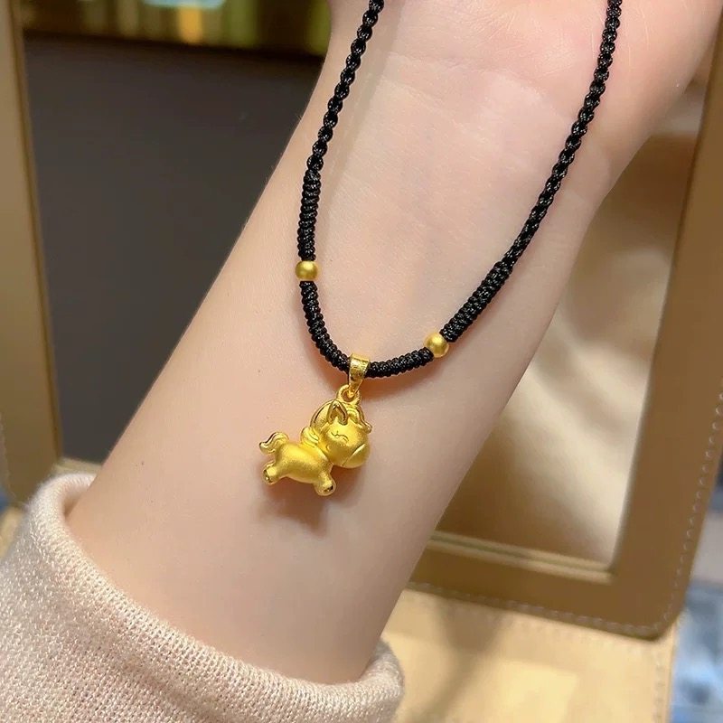 希曼汀黄金小马编织项链女新款999足金生肖马吊坠本命年送女友,淘宝优惠券,粉丝福利购,淘宝优惠卷