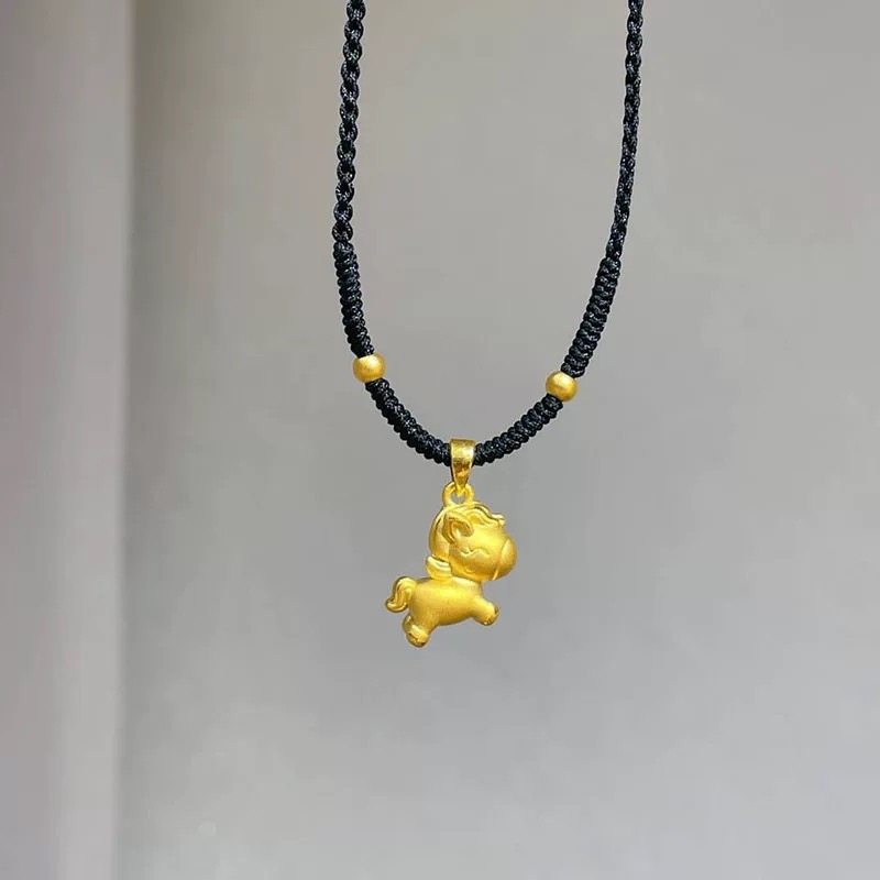 希曼汀黄金小马编织项链女新款999足金生肖马吊坠本命年送女友,淘宝优惠券,粉丝福利购,淘宝优惠卷