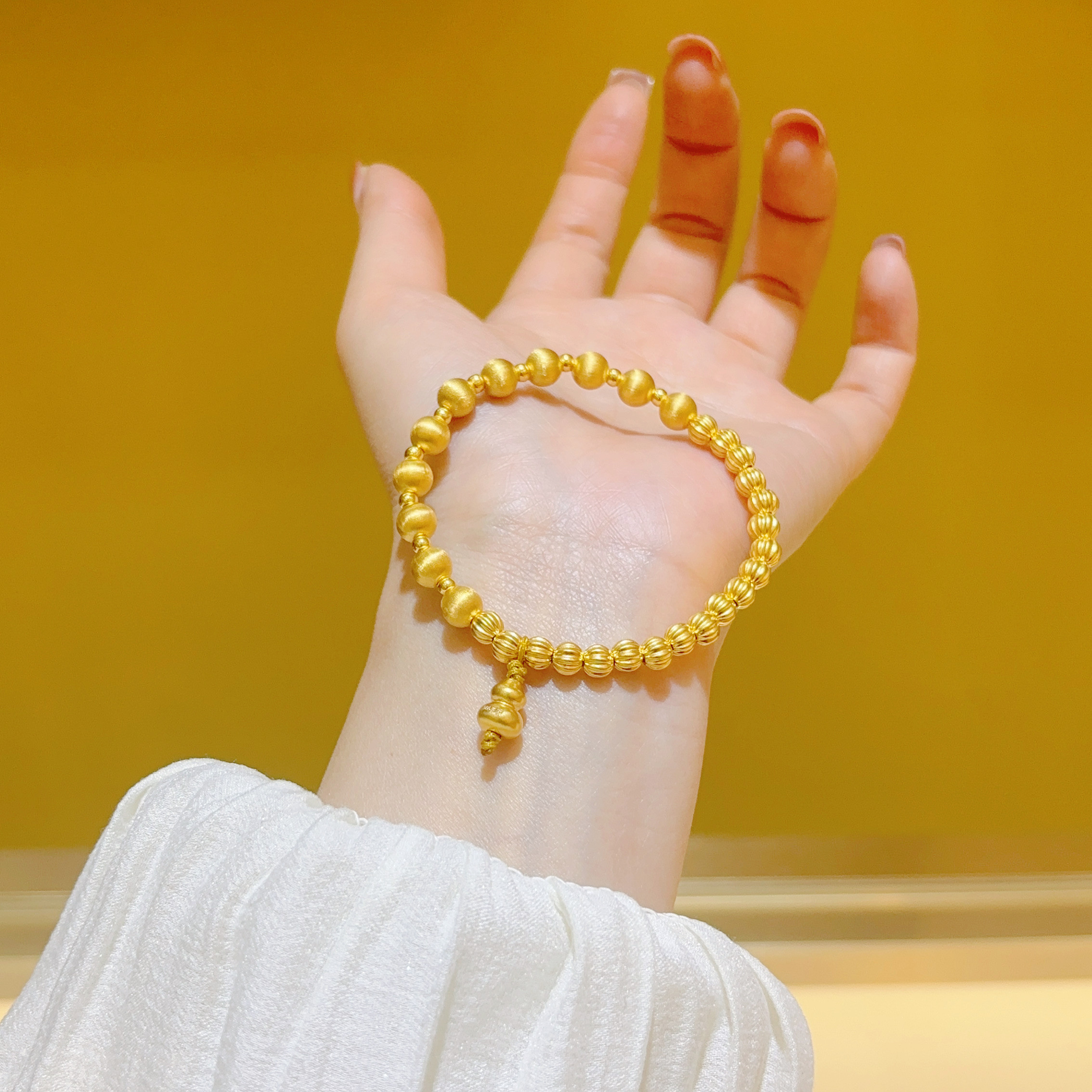 希曼汀黄金南瓜珠手链足金999猫眼拉丝转运珠手串手链礼物送女友,淘宝优惠券,粉丝福利购,淘宝优惠卷