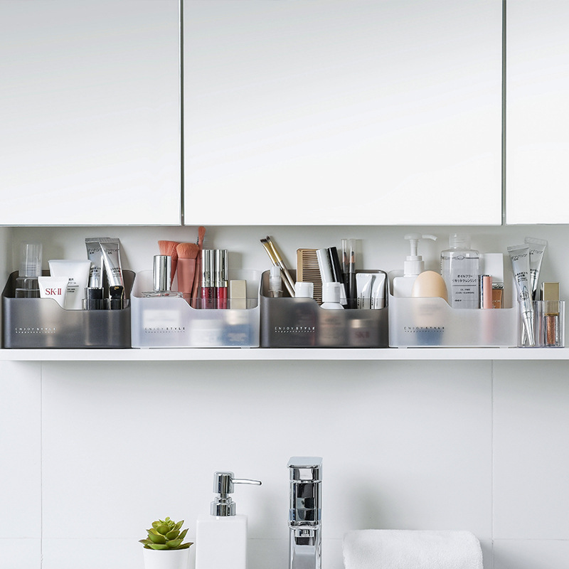 家居储物盒宿舍化妆品收纳盒 镜柜收纳盒化妆品护肤品桌面置物架 - 图2