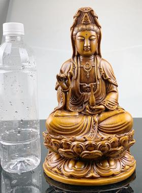 观音摆件 树脂仿檀木大慈大悲观世音菩萨摆件 中式家居客厅摆件