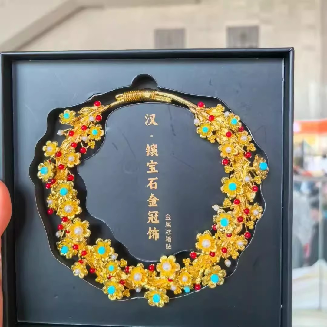 内蒙古文创天花板宝石金冠花环金属冰箱贴磁吸高颜值纪念装饰礼物 - 图3