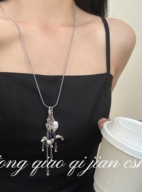 小众设计感百搭皮绳流苏长款仙女