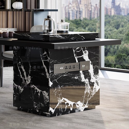 意式极简茶桌椅组合现代简约轻奢高级感办公室茶台茶桌椅套装 - 图3