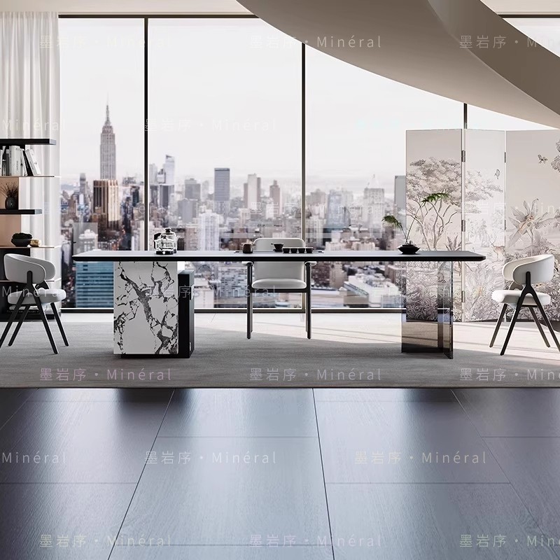 简约客厅宝格丽白岩板茶桌椅家用办公室别墅极简轻奢现代泡茶桌椅,淘宝优惠券,粉丝福利购,淘宝优惠卷