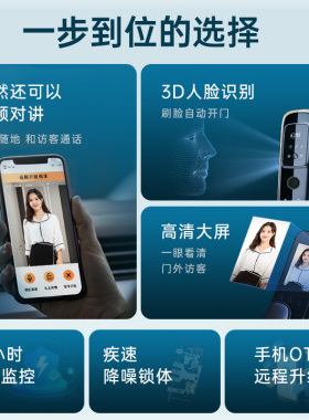 幻侣指纹锁家用电子门锁智能锁入户门防盗门密码锁全自动智能门锁