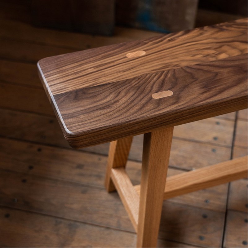 MUMO木墨  撞色长凳 红橡木黑胡桃木实木凳 实木条凳 - 图2