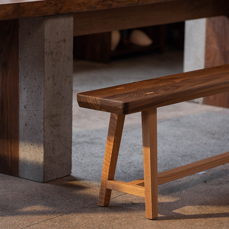 MUMO木墨  撞色长凳 红橡木黑胡桃木实木凳 实木条凳 - 图1