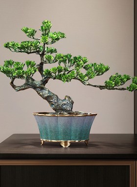 全铜迎客松铜摆件办公室玄关工艺E品装饰公司搬迁乔迁开业礼物