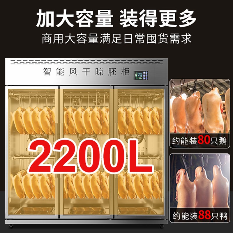 加承晾鸭柜商用烧鹅烧鸭烧腊挂肉柜保鲜烘干机烤鸭风干智能晾胚柜 - 图2