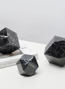 现代几何规则大理石售楼部样板间桌面瓶软装装饰品