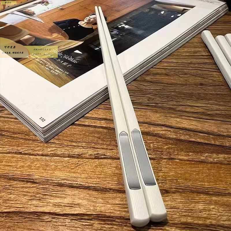 2色023新款筷子家用轻分餐筷家庭防防滑霉892耐高温奢风白合金筷 - 图0