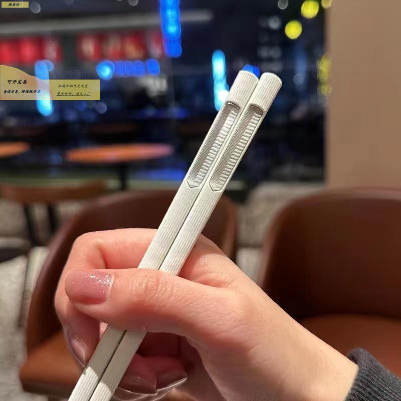 2色023新款筷子家用轻分餐筷家庭防防滑霉892耐高温奢风白合金筷 - 图1