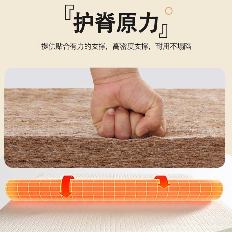 特硬床垫子环保天然纯棕家用粽卧室护脊腰1米2出租房10公分薄单人 - 图0