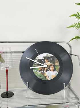 周杰伦JAY覆古黑胶唱片DIY简约创意装饰生日礼物钟表摆件展示架