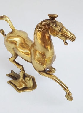 黄铜马玄关摆件 生肖马铜马踏飞燕摆饰 家居办公室招财马开业礼品