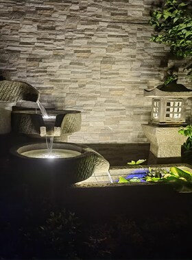 假山流水鱼池喷泉景观庭院阳台民宿花园庭院循环水户外仿石磨摆件