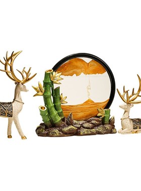 节节高升竹子流沙画屏风摆件客厅玄关新中式电视柜招财沙漏装饰品