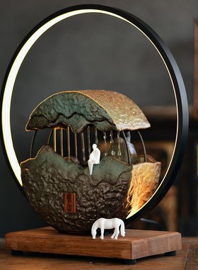 创意陶瓷流水摆件桌面流水循环过滤鱼缸造景装饰客厅喷泉乔迁礼物