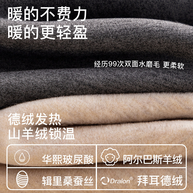 杉杉秋冬季男士加绒加厚羊绒蚕丝德绒2025新款上衣保暖背心打底衫 - 图0