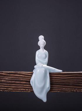 创意新中式陶瓷工艺品琴棋书画人物博古架客厅书房酒柜装饰品摆件