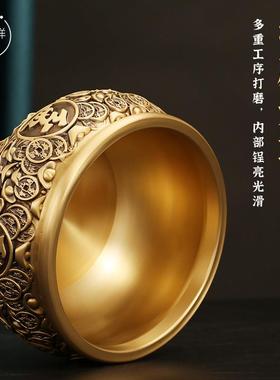 全黄铜金钱元宝聚宝盆件招财聚财铜客厅艺术品门厅收纳客厅装饰品